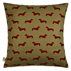 Emily Bond Dachshund Cushion Natural / Red